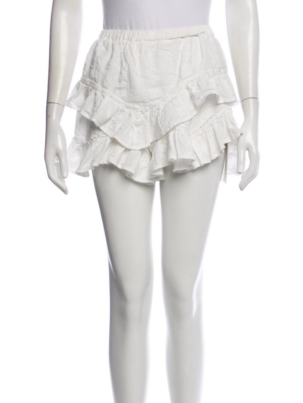 Isabel Marant Etoile White Tiered Ruffle Shorts Size Medium (FR38) - Picture 1 of 3